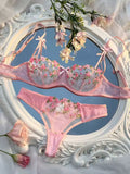 Lingerie Sensual Feminina em Renda Floral – Conjunto Sutiã e Calcinha