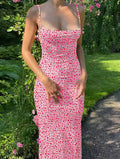 Vestido Longo Y2K Floral Decote V